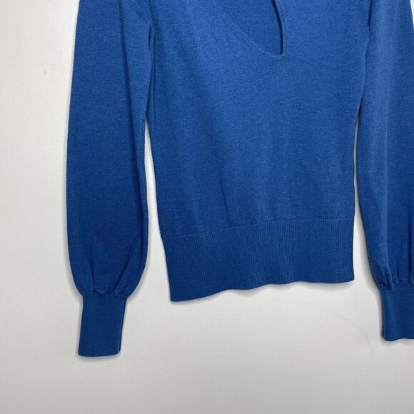 NICHOLAS Sweater Womens XS Blue Wool Cotton Cutout Pullover Turtleneck Allyah - Picture 4 of 12